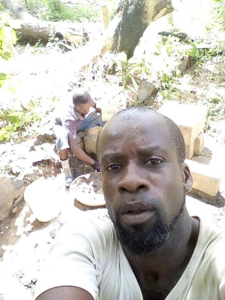 Ransford and Felix while making concrete blocks! (1)