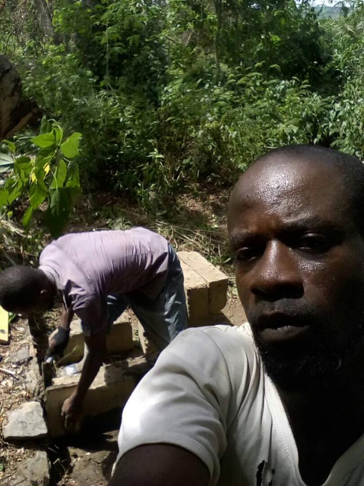 Ransford and Felix while making concrete blocks! (2)